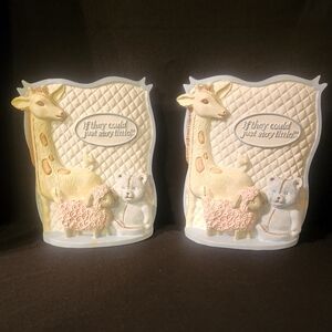 Nursery Ceramic Animal Zoo Decor 3D Plaques Newborn Baby Giraffe Lamb